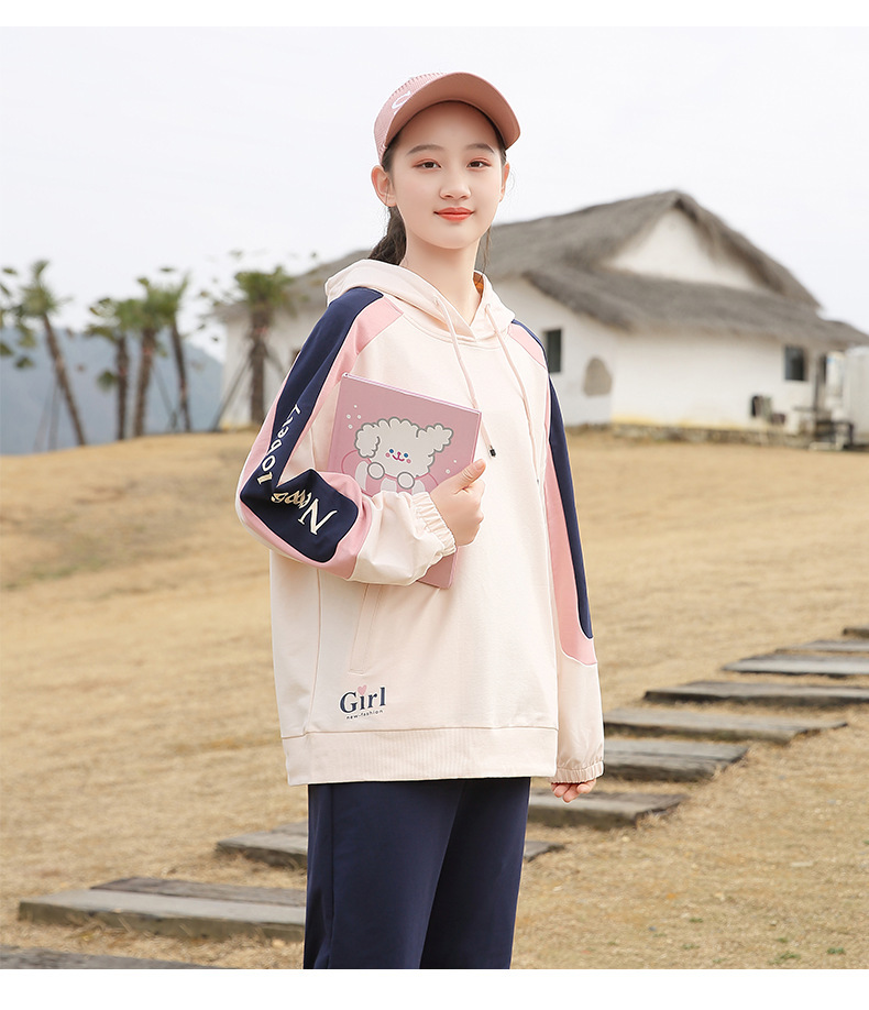 初中生卫衣女2021春装新款少女高中学生运动休闲时尚宽松韩版上衣