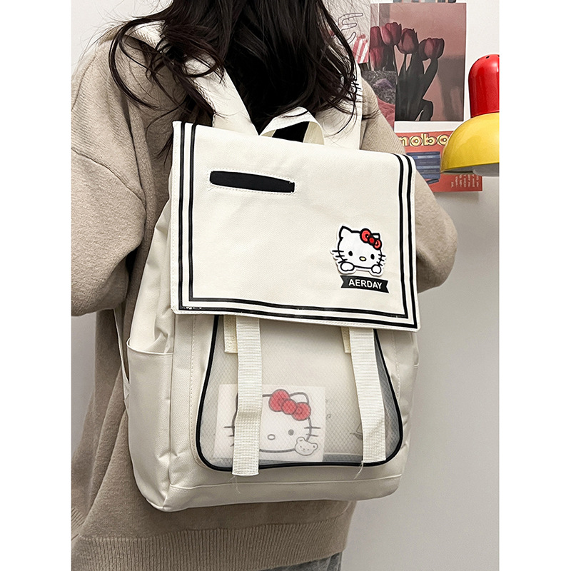 新款hellokitty双肩包可爱小众背包女初中高中学生印花大容量书包
