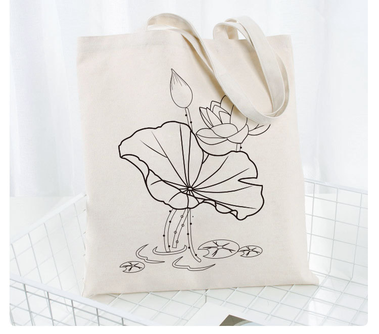 涂鸦彩绘帆布包女花朵简约环保袋活动涂鸦布袋写生diy手绘帆布袋