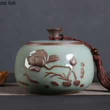Ceramic Tea Caddy Storage Tank Sealed Jar Candy Jar Tea Box
