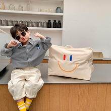 韩版笑脸帆布背包幼儿园大容量行李包中小童被子收纳包INS儿童包