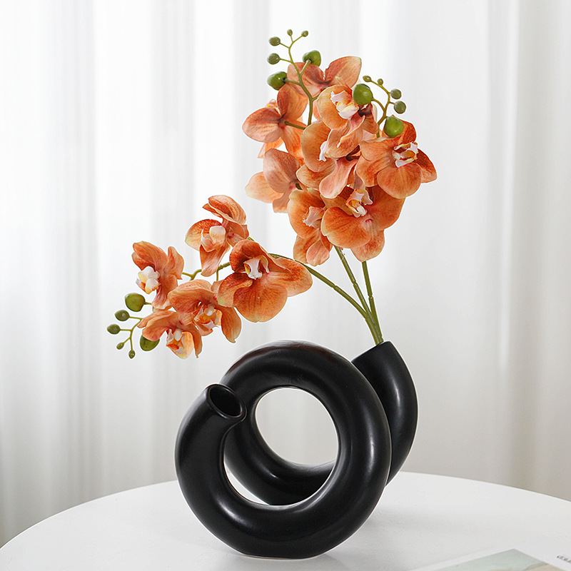 Nordic Minimalism Ceramic Vase Creative Home Furnishings Ornaments Black and White Matte Glaze Surface Hydroponic Dried Flower Inserting Cross-Border