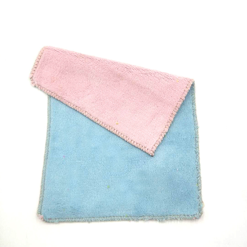 Double-Sided Coral Fleece Microfiber Cleaning Household Rag Kitchen Thickened Water-Absorbing Quick-Drying Dishcloth in Stock Wholesale