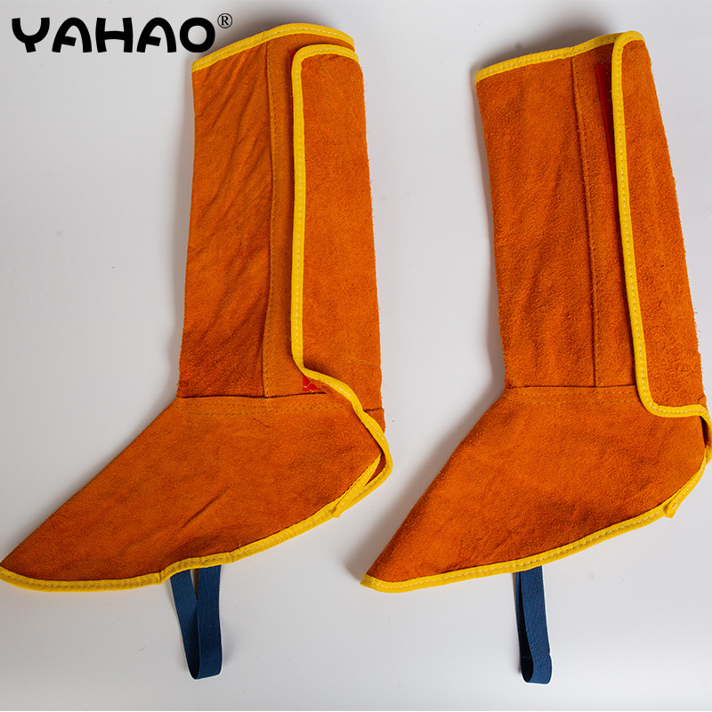 厂家直供牛皮隔热防烫电焊焊工脚套 劳保护脚电焊焊工护腿脚套