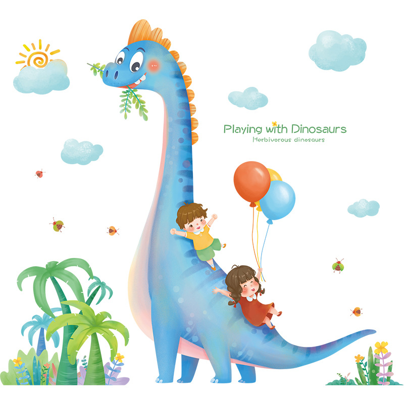 创意卡通恐龙墙贴纸自粘儿童房装饰贴画宝宝卧室布置温馨墙面贴纸