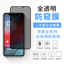 适用于苹果15防窥膜iPhone14promax防摔13/12全屏膜11高透XR钢化x