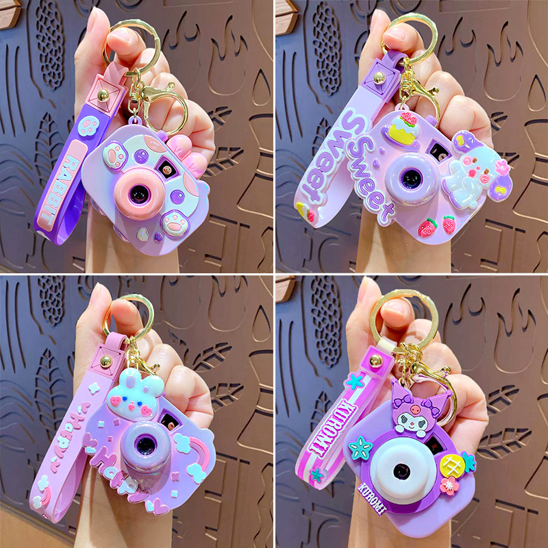 cute cartoon sanrio projection camera keychain creative car bag key chain pendant small gift wholesale