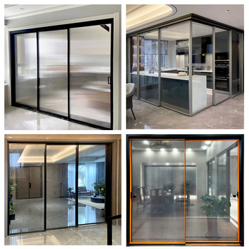 厂家铝合金极窄推拉门阳台客厅室内三联动玻璃门窄边厨房隔音移门