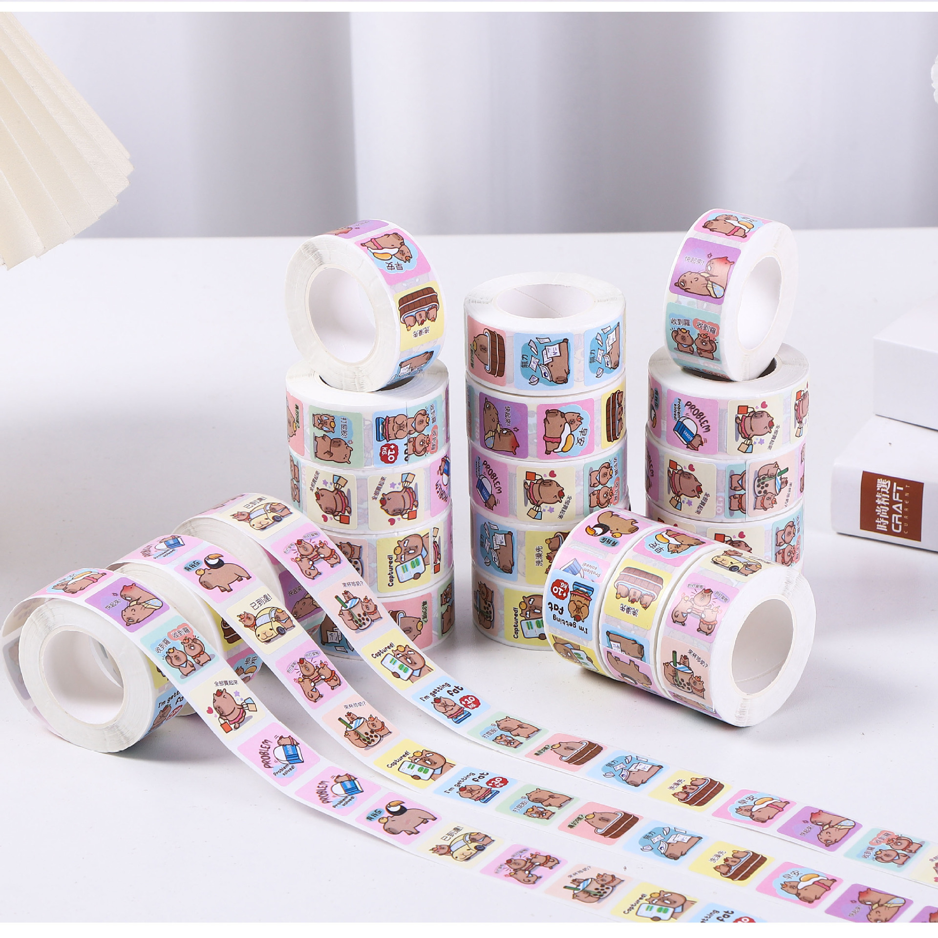 500 Card-Sticking Leather Bala Roll Tape Free Stickers Goo Card Stickers Cute Cartoon Student Journal Goo Plate Stickers