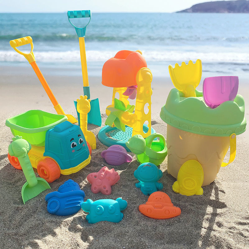 儿童挖沙玩具沙滩玩具宝宝加厚软胶铲子和桶沙漏土玩沙子工具套装