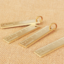 小铜尺6纯黄铜尺随身金属直尺子复古钥匙牌挂件加厚抓周岁纪念