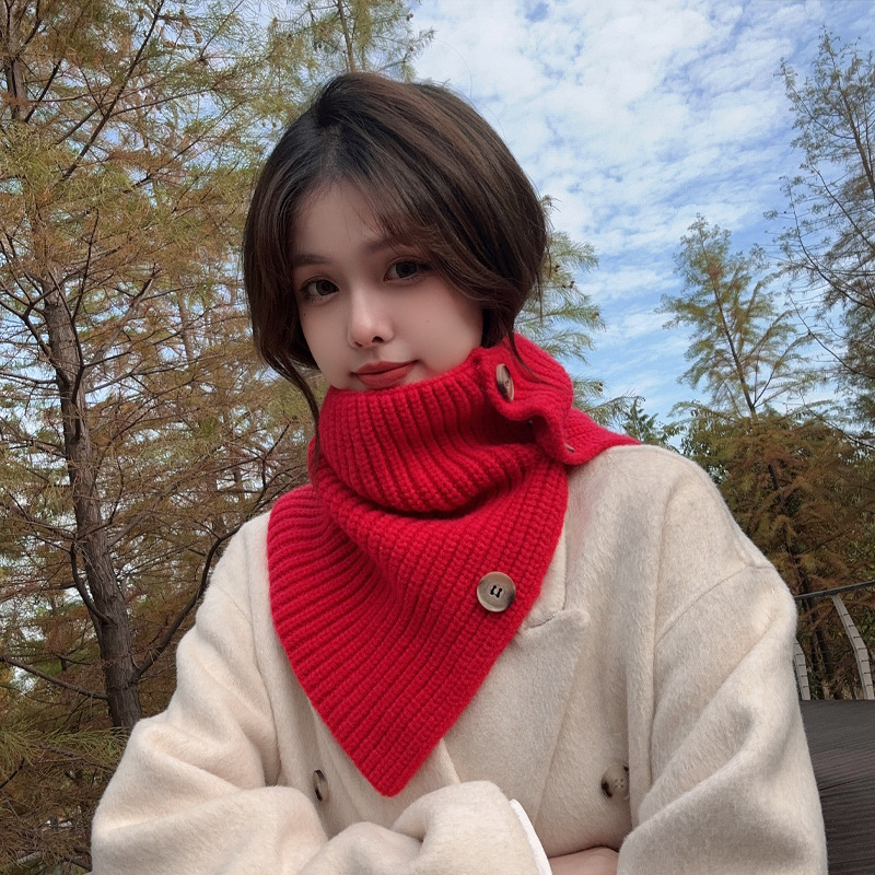 2023 South Korea Dongdaemun Autumn and Winter Turtleneck Pullover Scarf Versatile Button Knitted Detachable Collar Shawl Women's Warm Scarf