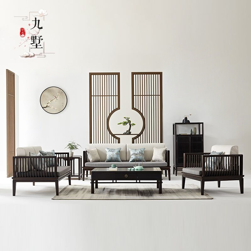 金丝檀木新中式实木沙发组合客厅禅意轻奢大户型沙发中国风家具