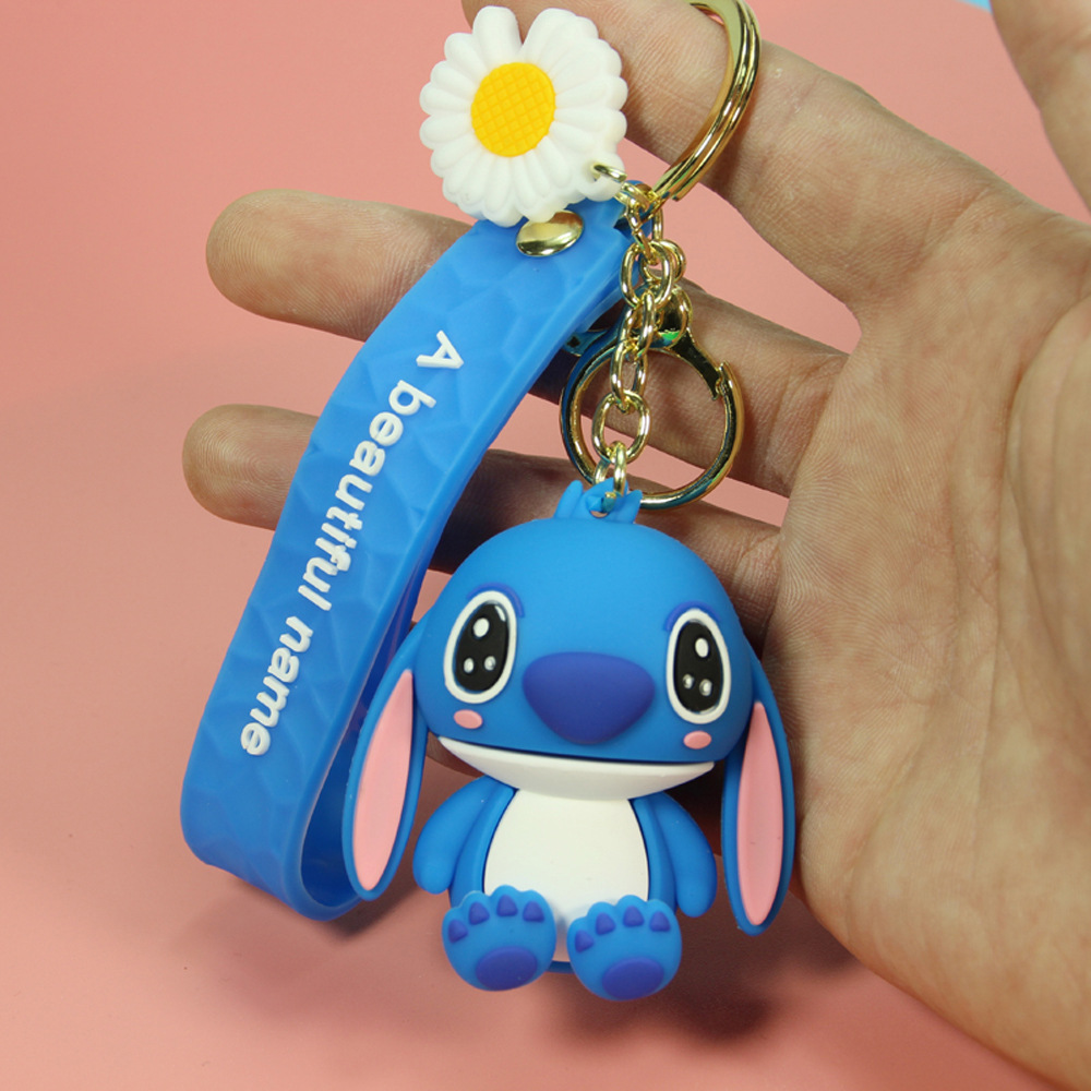 Cute Car Key Ornament Wholesale Spot Couple Bags Doll Pendant Cartoon Anime Stitch Keychain