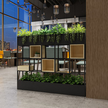 现代餐厅隔断装饰花架办公室置物架工业风落地绿植围栏矮隔断屏风