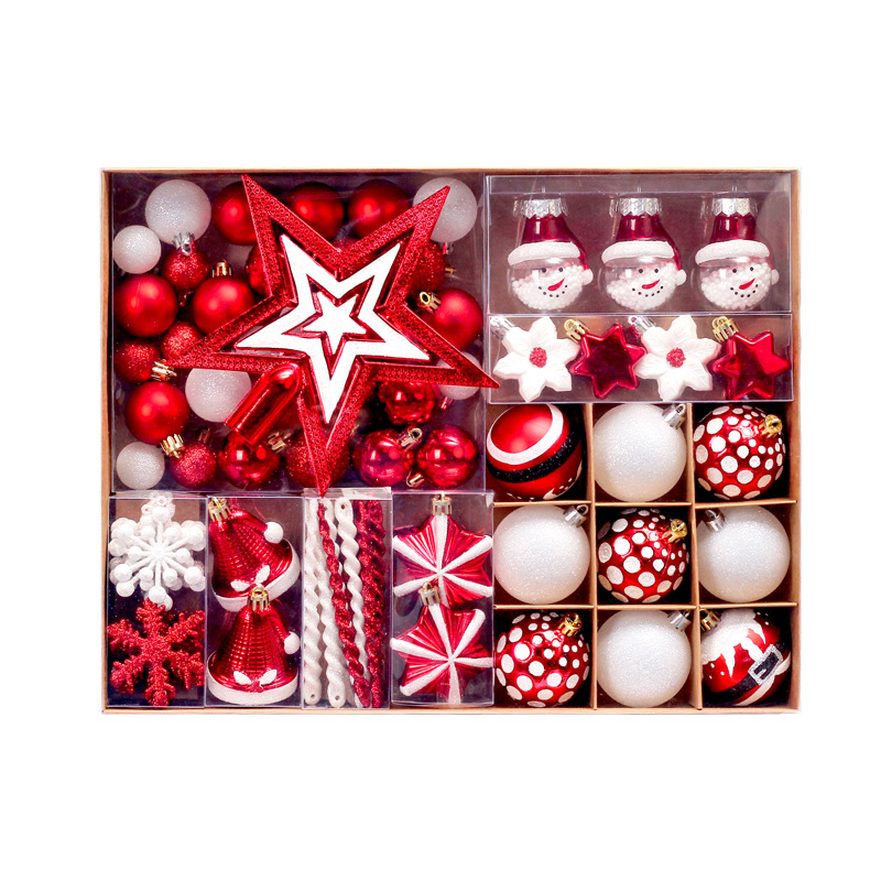 Cross-Border New Christmas Decorations Tree-Top Star Christmas Ball Painted Gift Set Christmas Tree Ornaments