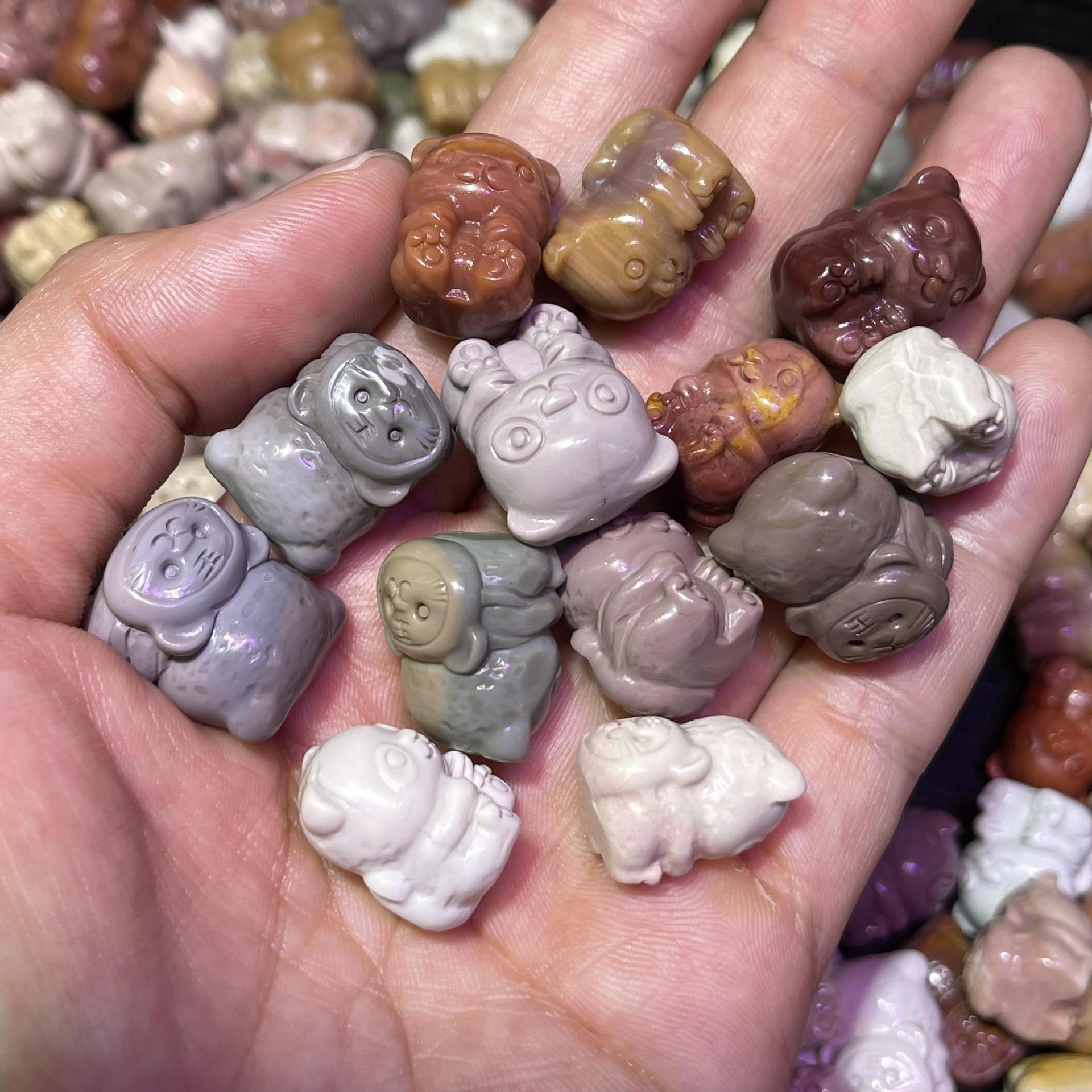 天然阿拉善马卡龙小熊 diy萌萌熊萌宠猴手串文玩配件手机玛瑙挂件