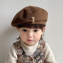 日系复古儿童帽子秋冬时髦宝宝贝雷帽气质毛呢造型帽男女童画家帽