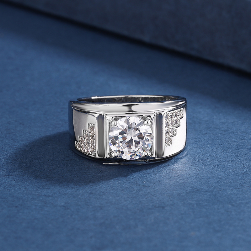 wish热卖外贸跨境货源 韩版奢华满钻男士戒指 欧美闭口大男戒批发