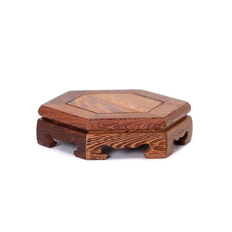 鸡翅实木佛像奇石座香道香炉紫砂壶摆件圆形底座