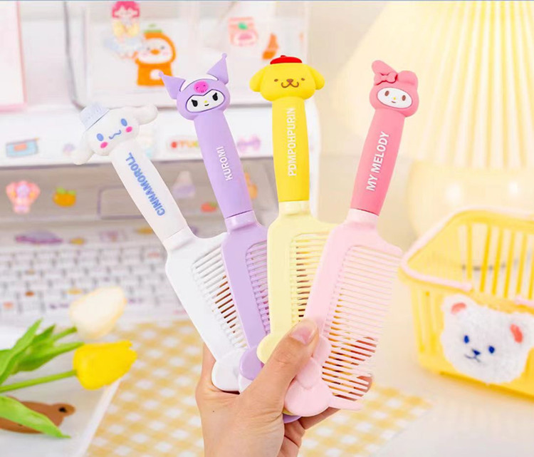 Cartoon Cute Girl Heart Clow M Shape Hairdressing Comb Silicone Handle Straight Hair Imitation Electrostatic Comb Household Massage Comb