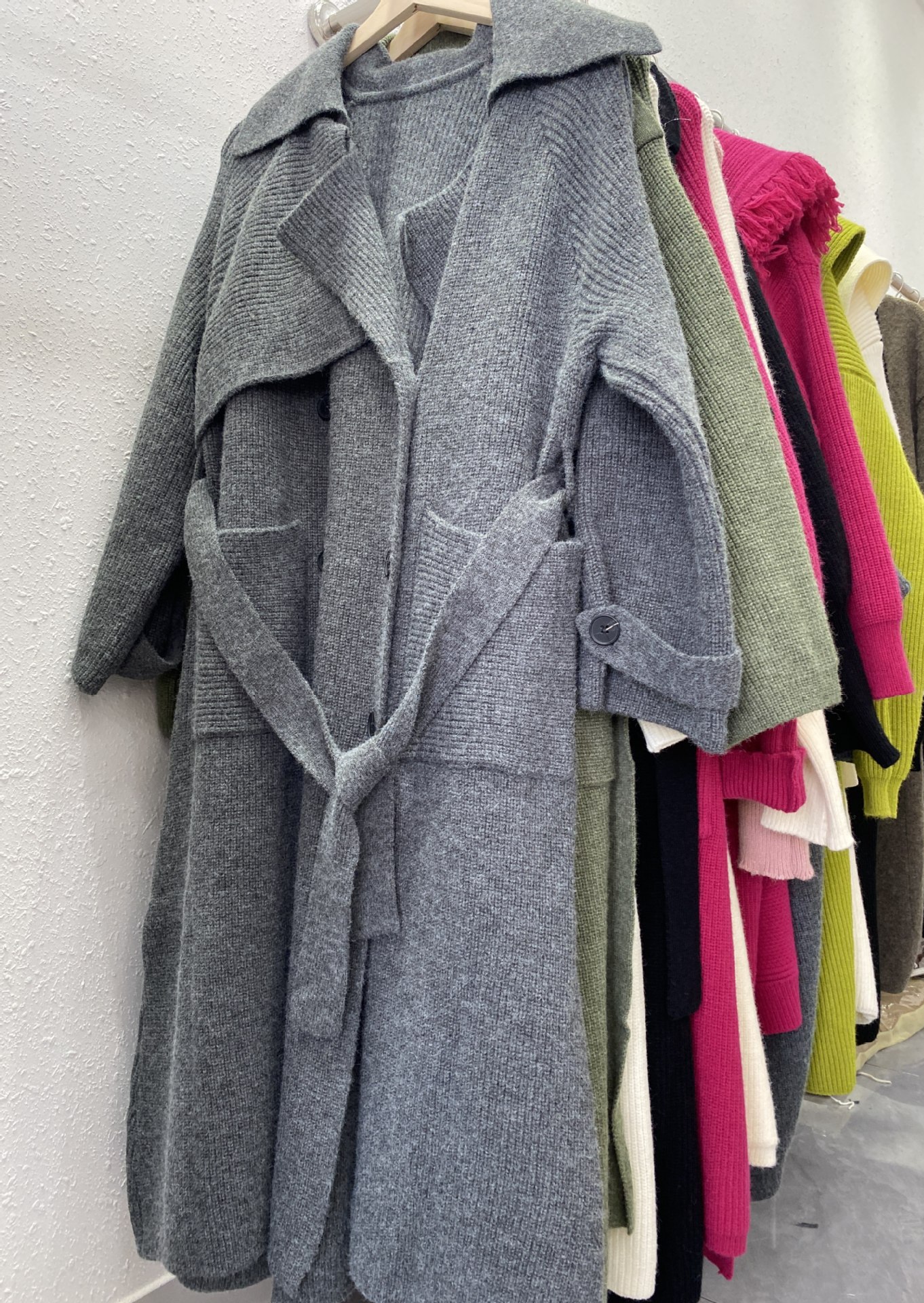 欧美风秋冬新款重工小众设计感毛衣宽松慵懒风长款厚针织开衫外套