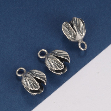 s925纯银栀子花吊坠配件复古泰银手工设计diy材料银饰挂件小配件