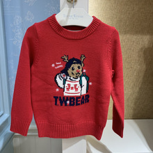现货韩版童装国内专柜外贸尾单男童圣诞款圆领毛衣TKKW204V01B
