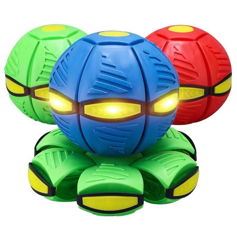 Magic Flying Saucer Ball Elastic Stepping Ball Decompression Toy Frisbee Foot Deformation Luminous Parent-Child Interaction Toys Stall