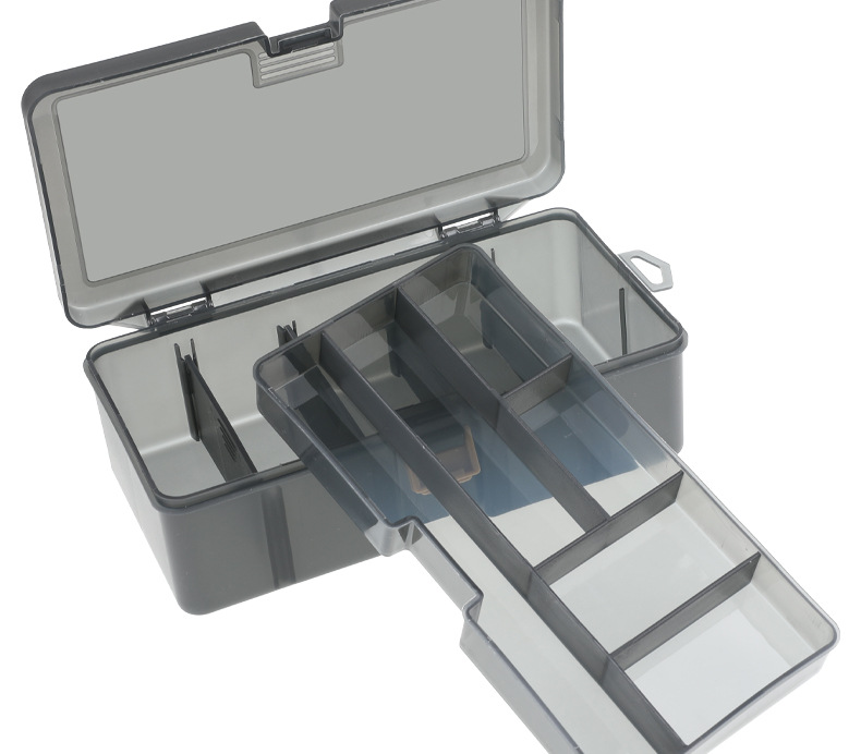 双层路亚饵收纳盒 便携大号假鱼饵盒钓鱼小配件收纳微物路亚饵盒