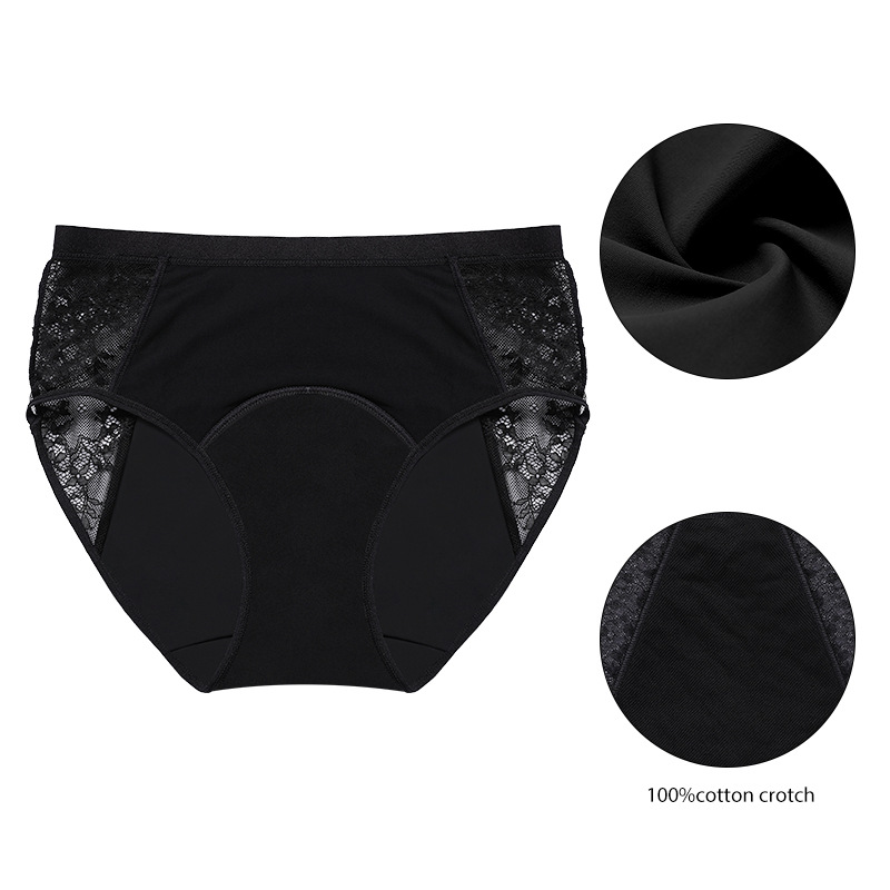 Cross-Border Four-Layer plus Size Menstrual Panties Women's Side Leakage Prevention Lace Underwear Big Aunt Sanitary Panty Menstrual Period Underwear