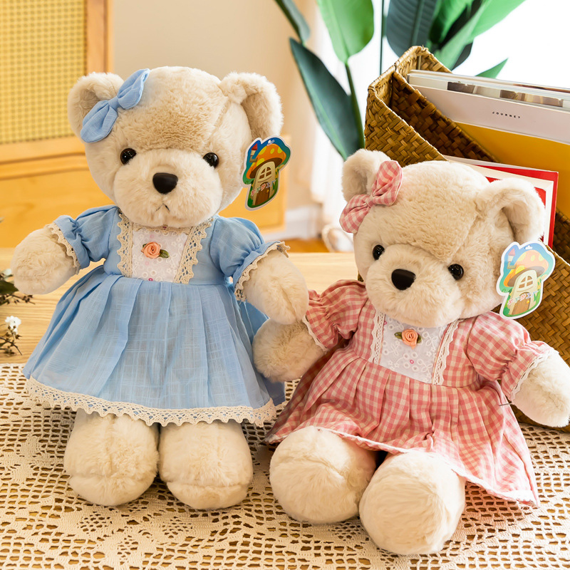 2021 new princess bear plush doll couple little bear toy for girls doll holiday gift wholesale