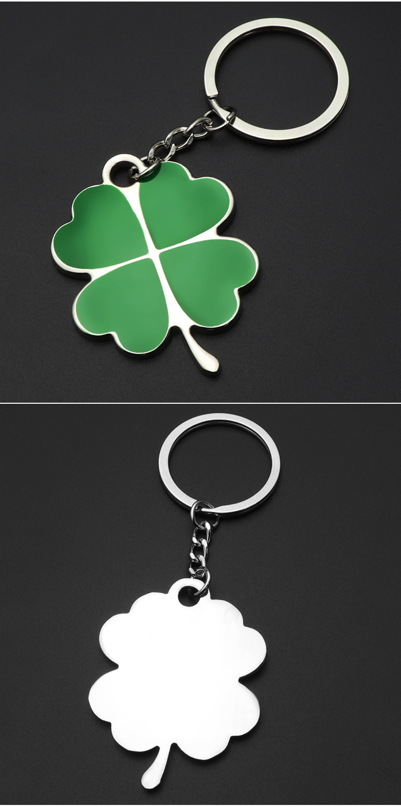四叶草钥匙扣创意植物钥匙扣金属汽车钥匙圈礼品幸运四叶草钥匙扣