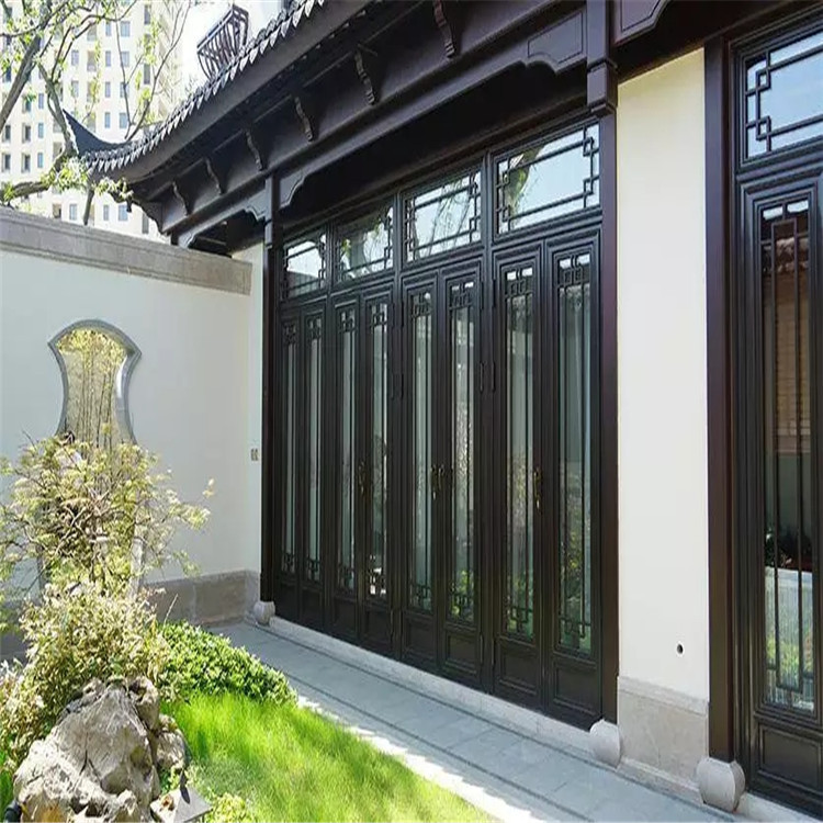 绍兴湖州台州中式仿古断桥铝合金门窗镂空技术别墅庭院复古玻璃窗