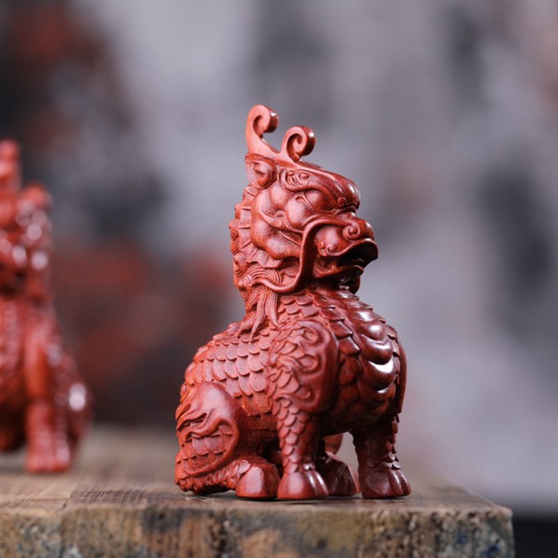 0成交3件新沉香黑柿木实木雕刻踩球貔貅摆件木质皮休麒麟家居红木礼品