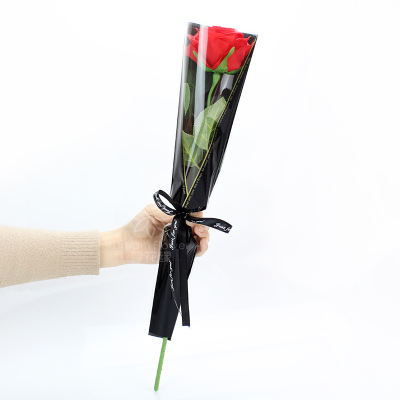 七夕节鲜花包装材料玫瑰单支袋金三角单只花束包装纸套装花店用品