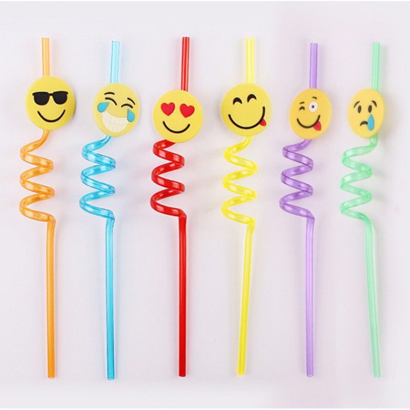 食品级petg亚马逊热销流行商品笑脸表情pvc卡通螺旋造型高档吸管
