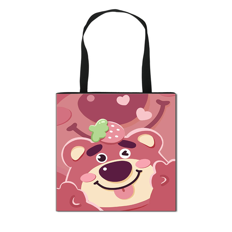 新款草莓熊儿童购物袋可爱女孩卡通时尚收纳袋女童创意手提袋批发