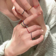 彩色素圈戒指女小众设计ins冷淡风高级感时尚个性轻奢食指环饰品