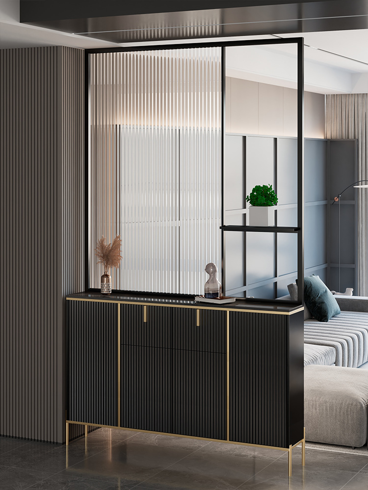 轻奢入户玄关柜屏风鞋柜一体玻璃隔断家用进门客厅间厅柜遮挡