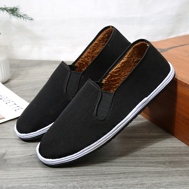 SOURCE Factory New Old Beijing Cloth Shoes Men's Soft Soled Velvet Cotton Shoes Strong Cloth Soles Black Cloth Shoes Stall Stall Wholesale