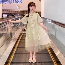【高品质】女童连衣裙夏季2024新款中大童中国风网纱洋气汉服裙子