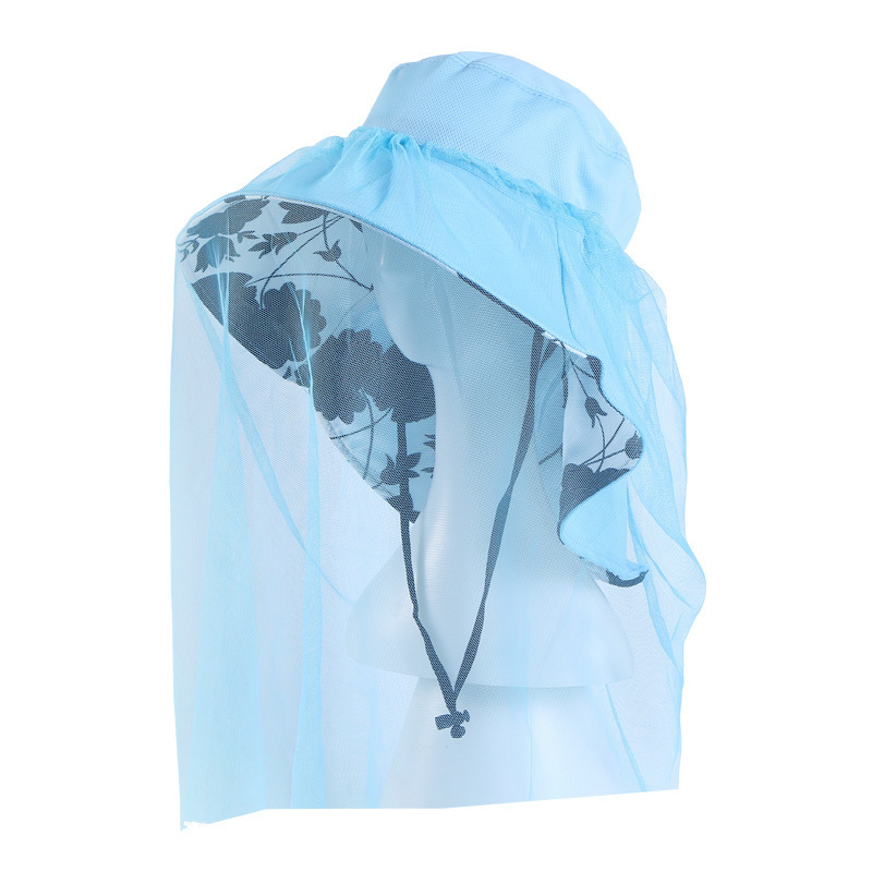 防蚊虫防风沙沙尘杨絮面纱杨棉防护帽子骑车柳絮头罩防沙面罩户外