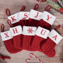 跨境圣诞节精美红色圣诞袜子字母糖果袋装饰品礼物袋圣诞树挂饰