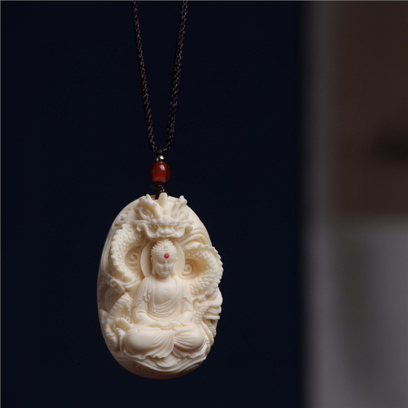 象牙果龙佛大日如来佛吊坠佛头手把件108项链车载挂件吊坠装饰