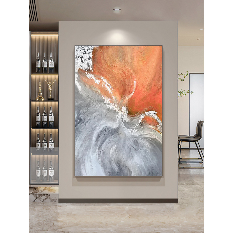 油画高端落地画轻奢客厅大幅现代简约玄关装饰画巨幅手绘油画抽象