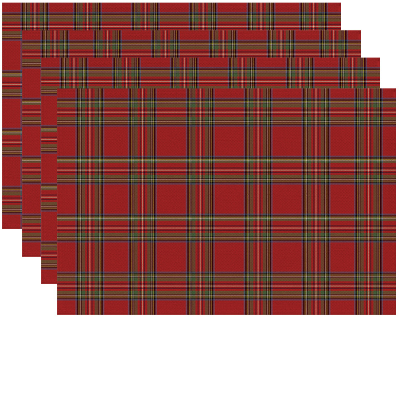 new cross-border christmas dwarf red square plaid printed placemat festival versatile western-style placemat wholesale