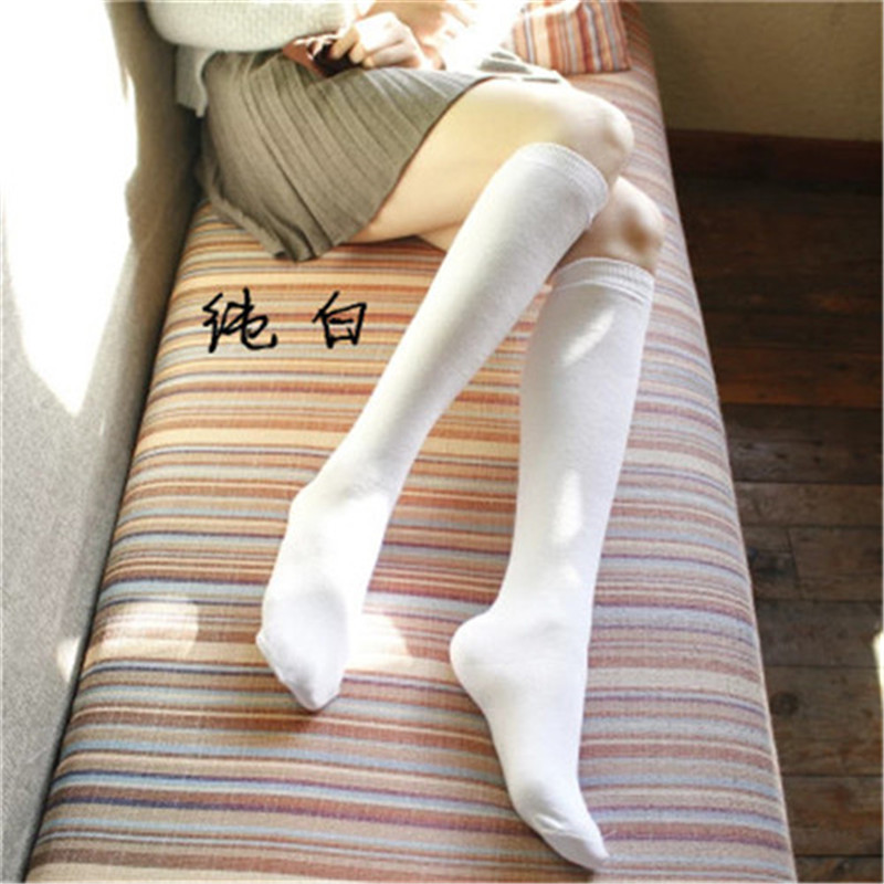 Spring and Summer Japanese and Korean Preppy Style Knee-Length Solid Color Calf Socks Women's Bunching Socks Boots JK Uniform High-Top Cotton Socks Wholesale