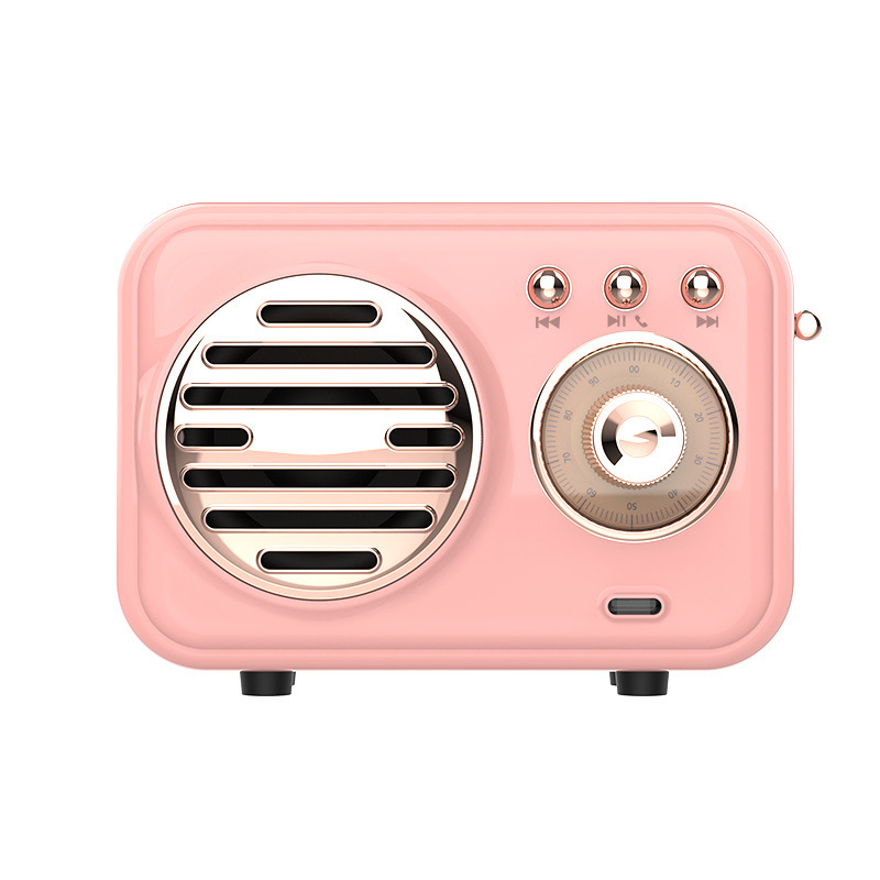2023 New Retro Bluetooth Speaker Girl Heart Mini Wireless Portable Small Speaker Subwoofer Household Radio