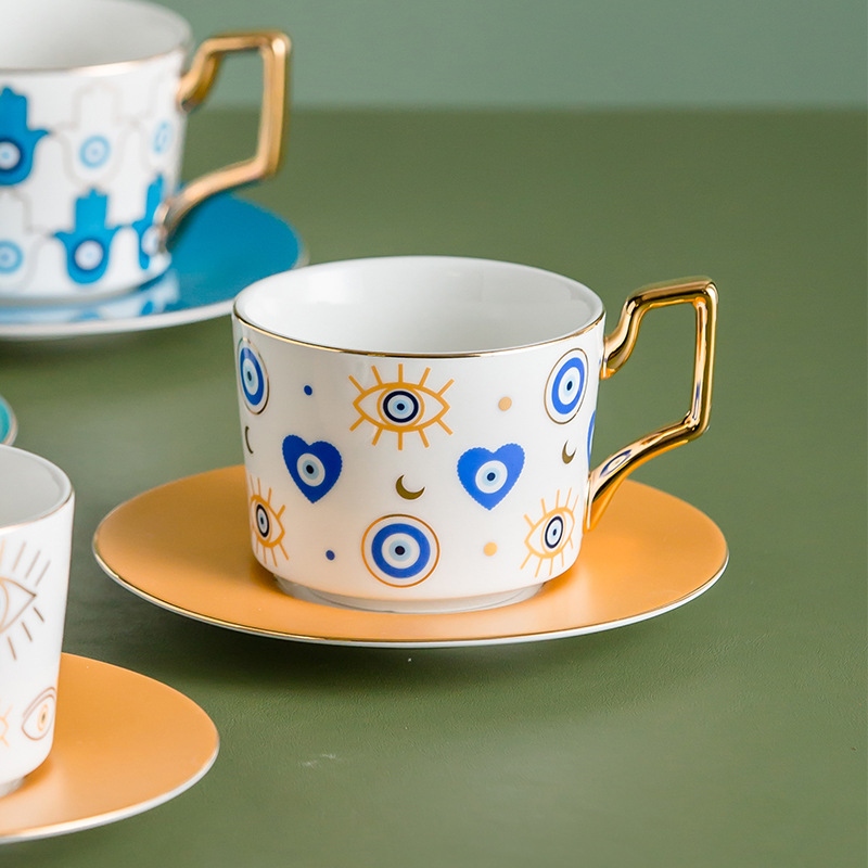 Devil's Eye Fashion Ceramic Coffee Cup European Fashion Coffee Set Set Home Afternoon Tea Flower Tea Cup